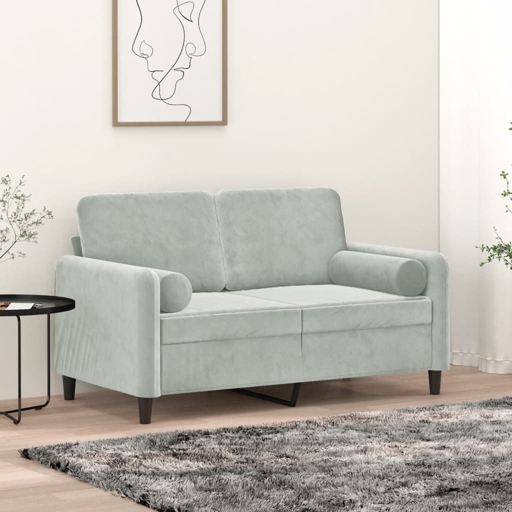 2-Sitzer-Sofa mit Zierkissen Dunkelgrün 120 cm Samt