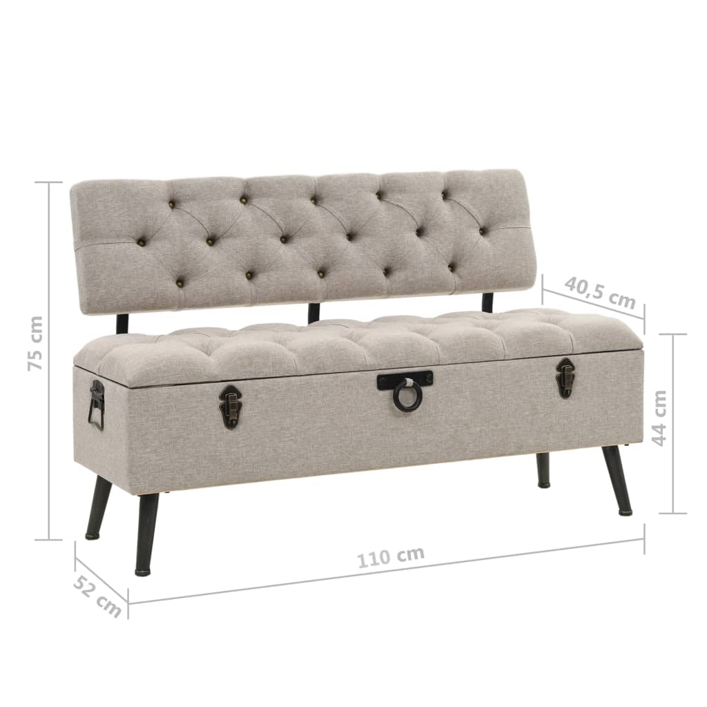 Sitzbank mit Stauraum und Rückenlehne 110cm Schwarz Kunstleder