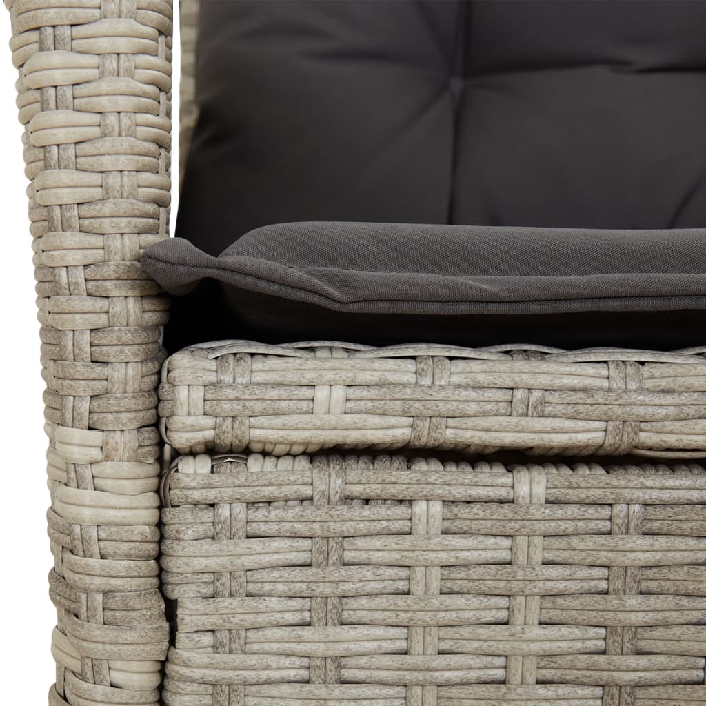 Gartensessel Verstellbar mit Kissen Schwarz Poly Rattan