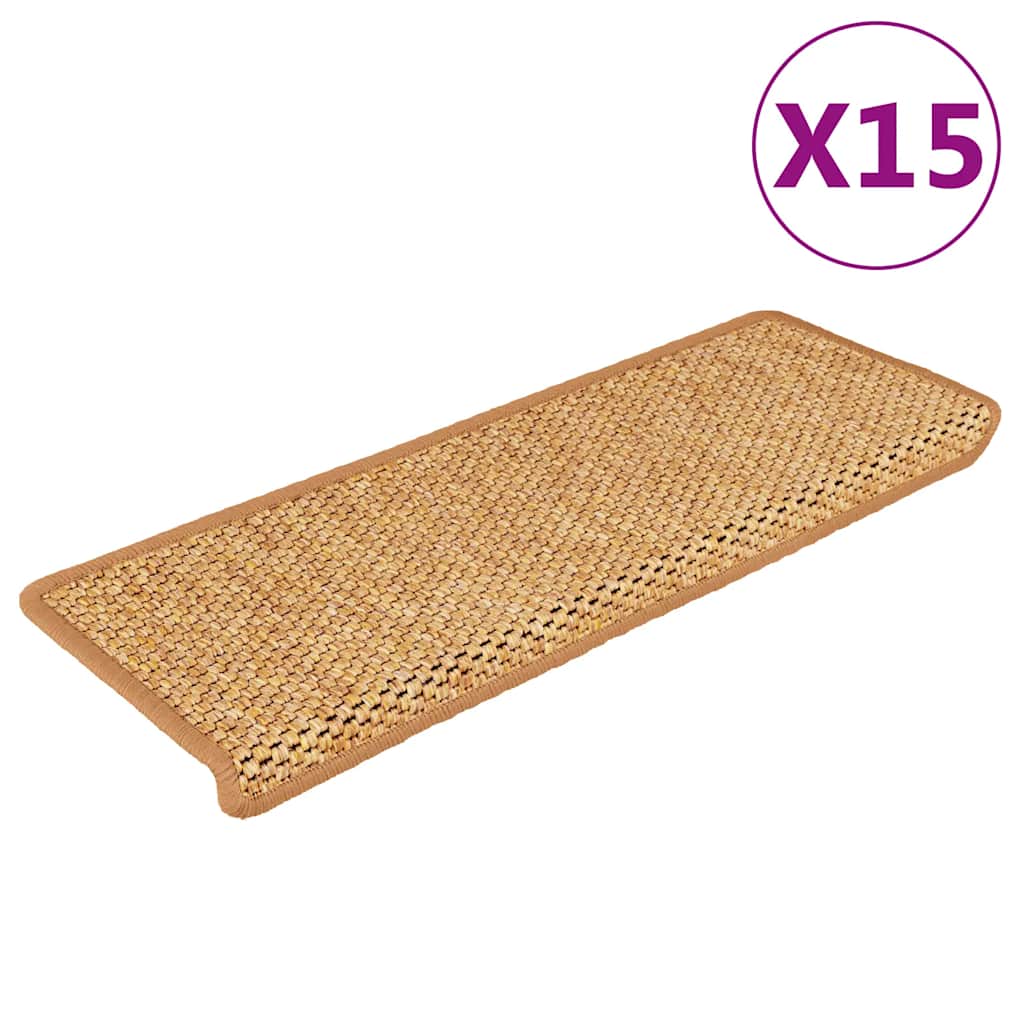 Treppenmatten Selbstklebend Sisal-Look 15 Stk. 65x21x4 Platina