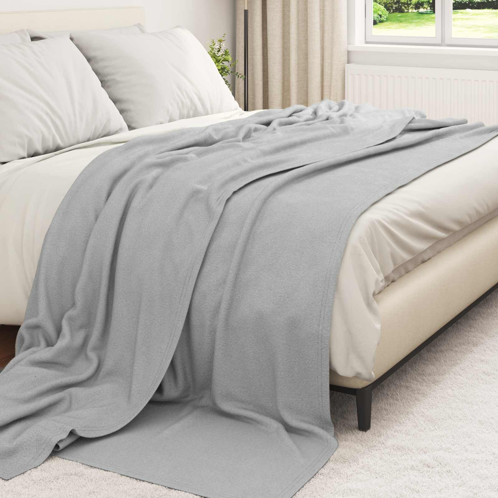 Überwurfdecke Beige 170 x 130 cm Fleece