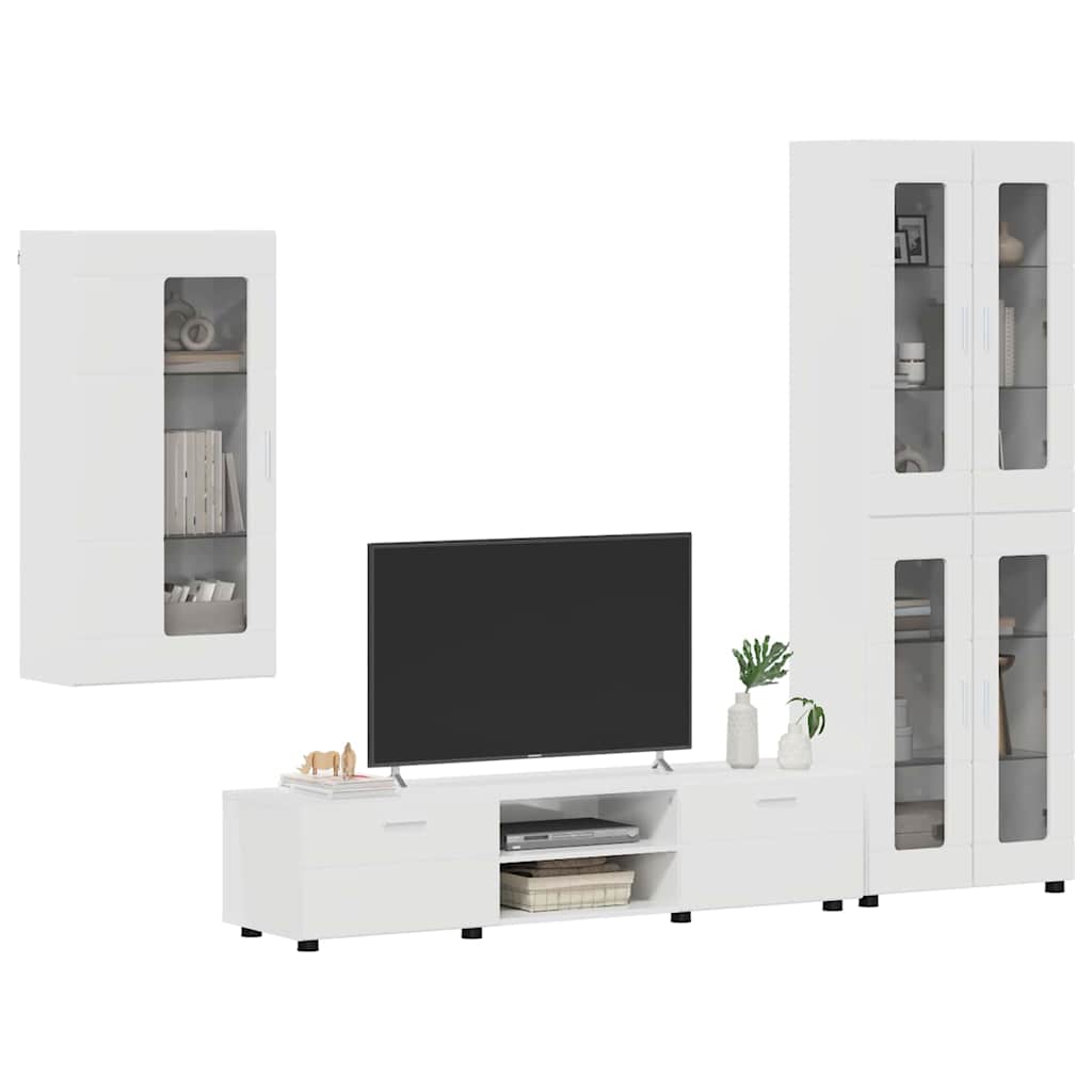 Highboard mit Regal FLORIN Weiß 60 x 35 x 182 cm Holzwerkstoff