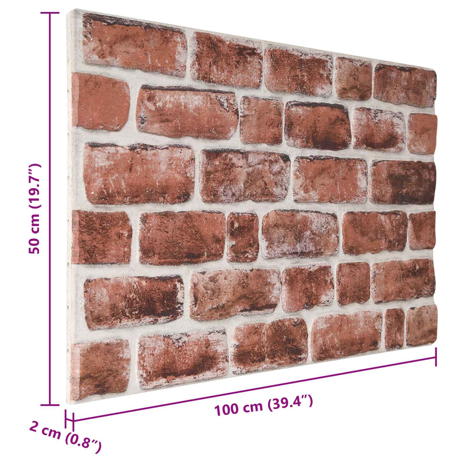 Wandpaneele 10 pcs Ziegel 100 x 50 cm EPS-Schaum