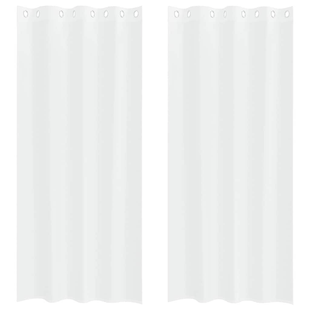 Voile-Vorhang mit Vorhängen 2 pcs Weiß 140 x 140 cm Polyester