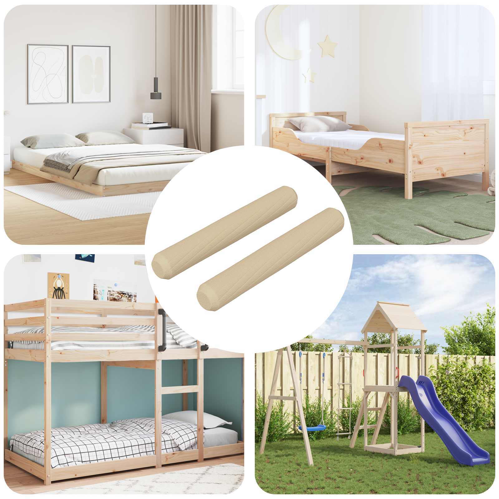 Holzdübel 2 pcs Natur Ø 6 x 40 mm Massivholz