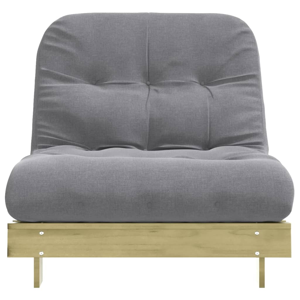 Futon Schlafsofa mit Matratze Braun 70x206x11 Massivholz Kiefer