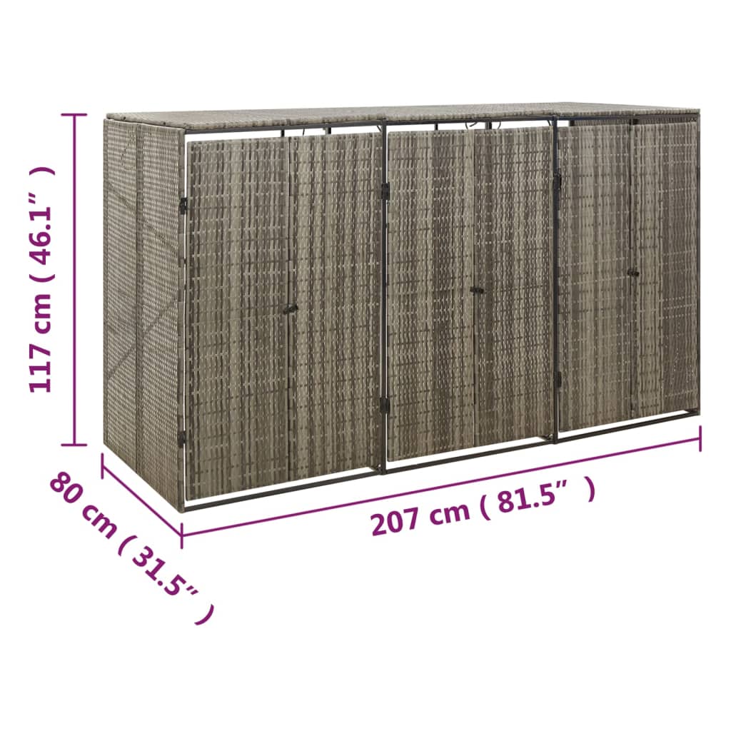 Mülltonnenbox für 1 Tonne Schwarz 70x80x117 cm Poly Rattan