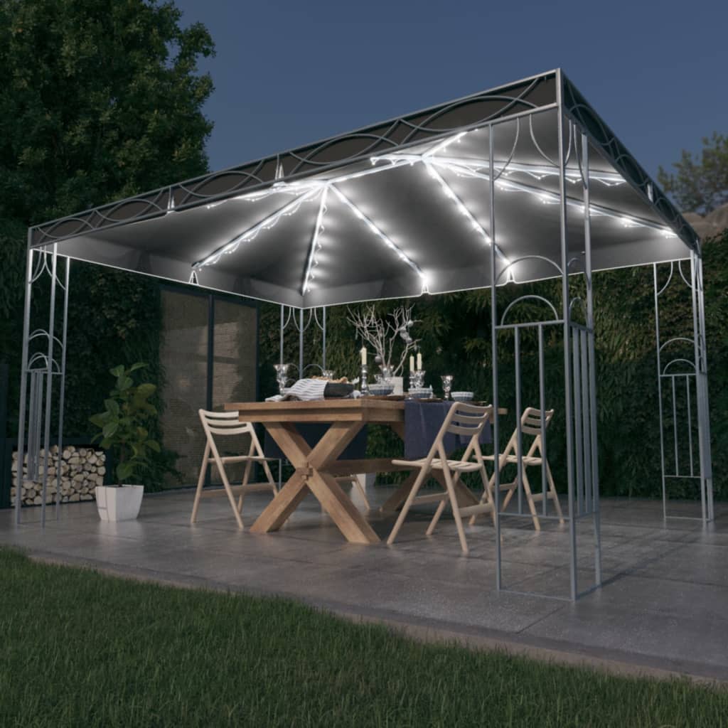 Pavillon mit LED-Lichterkette 300x300 cm Cremeweiß