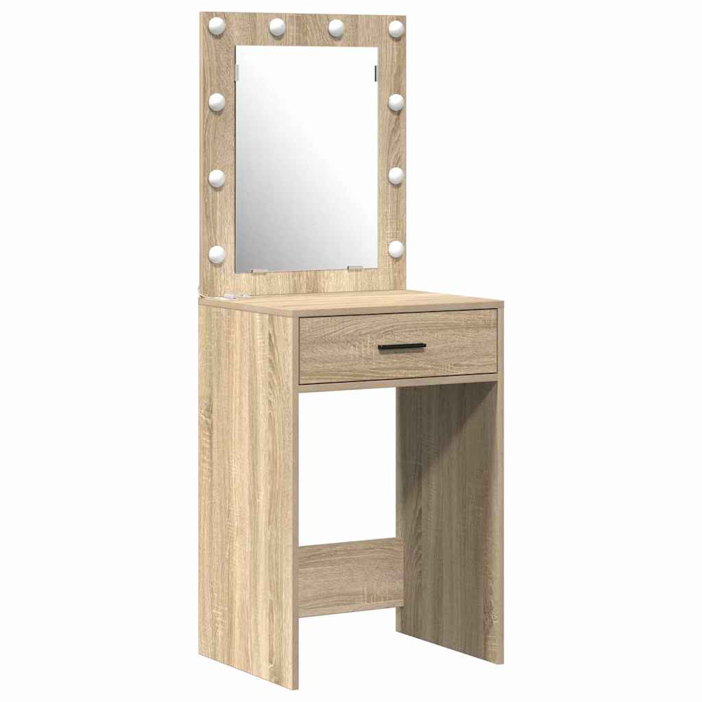 Schminktischset mit LED mit Schubladen 2 pcs Weiß Holzwerkstoff