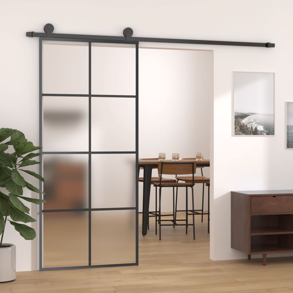 Schiebetür mit Beschlag 76x205 cm ESG-Glas & Aluminium