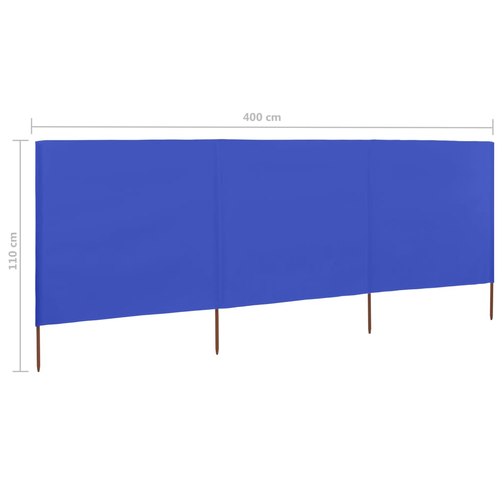 3-teiliges Windschutzgewebe 400 x 120 cm Weiß