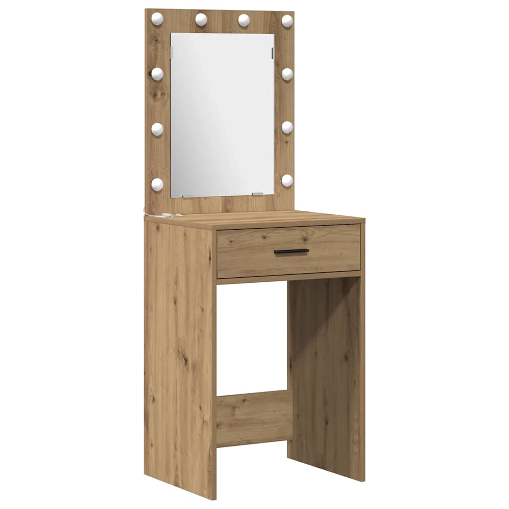 Schminktisch mit Spiegelbeleuchtung 3 pcs Weiß Holzwerkstoff