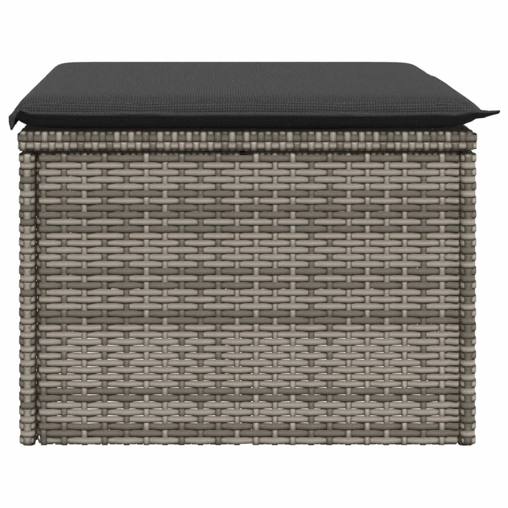 Gartenhocker mit Kissen Schwarz 55x55x37 cm Poly Rattan