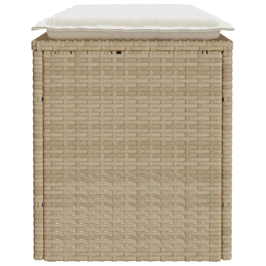 Gartenbank mit Kissen Schwarz 110x40x44 cm Poly Rattan