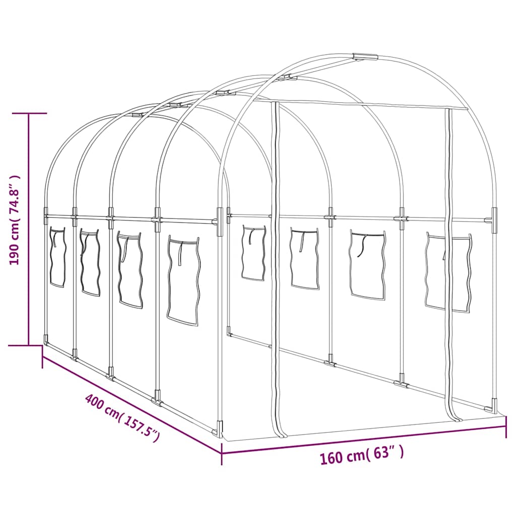 Gewächshaus mit Rahmen 160 x 200 x 192,5 cm PVC Transparent