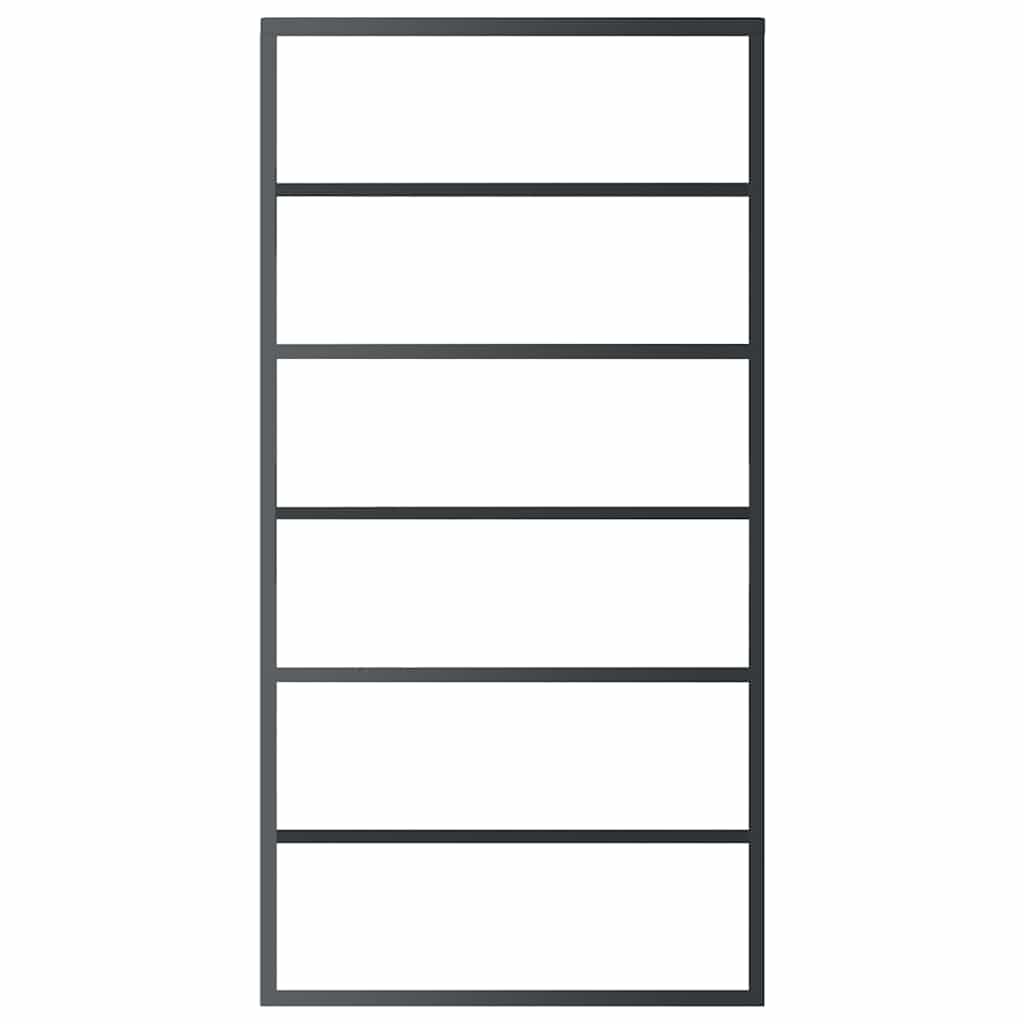 Schiebetür 3-teilig ESG-Glas und Aluminium 76x205 cm Schwarz