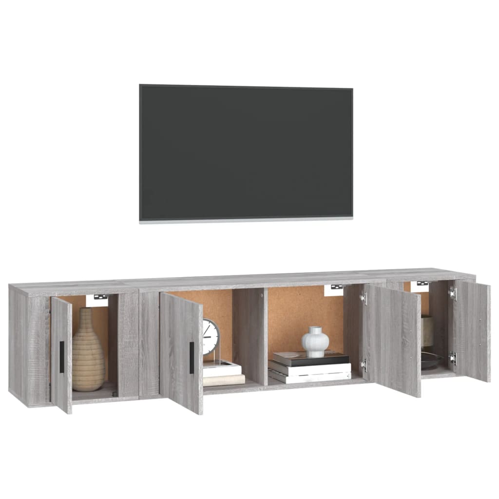 3-tlg. TV-Schrank-Set Weiß Holzwerkstoff