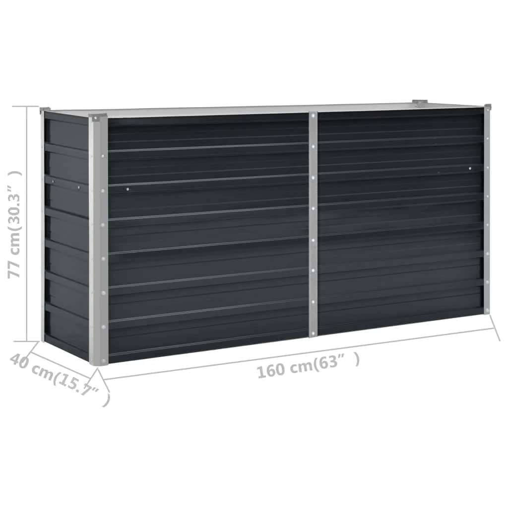 Hochbeet Anthrazit 160 x 80 x 77 cm Verzinkter Stahl