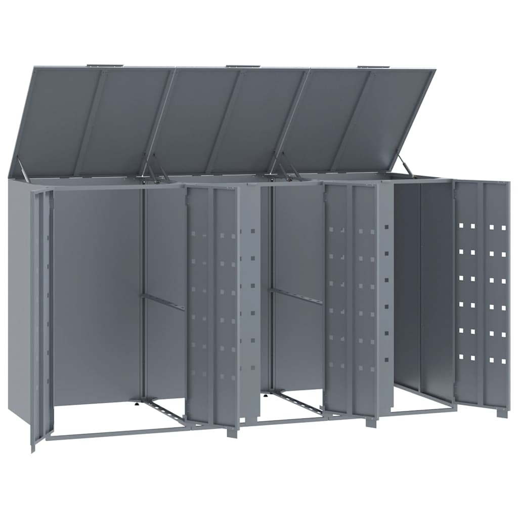 Mülltonnenbox für 2 Tonnen Schwarz 138x79x117 cm Stahl