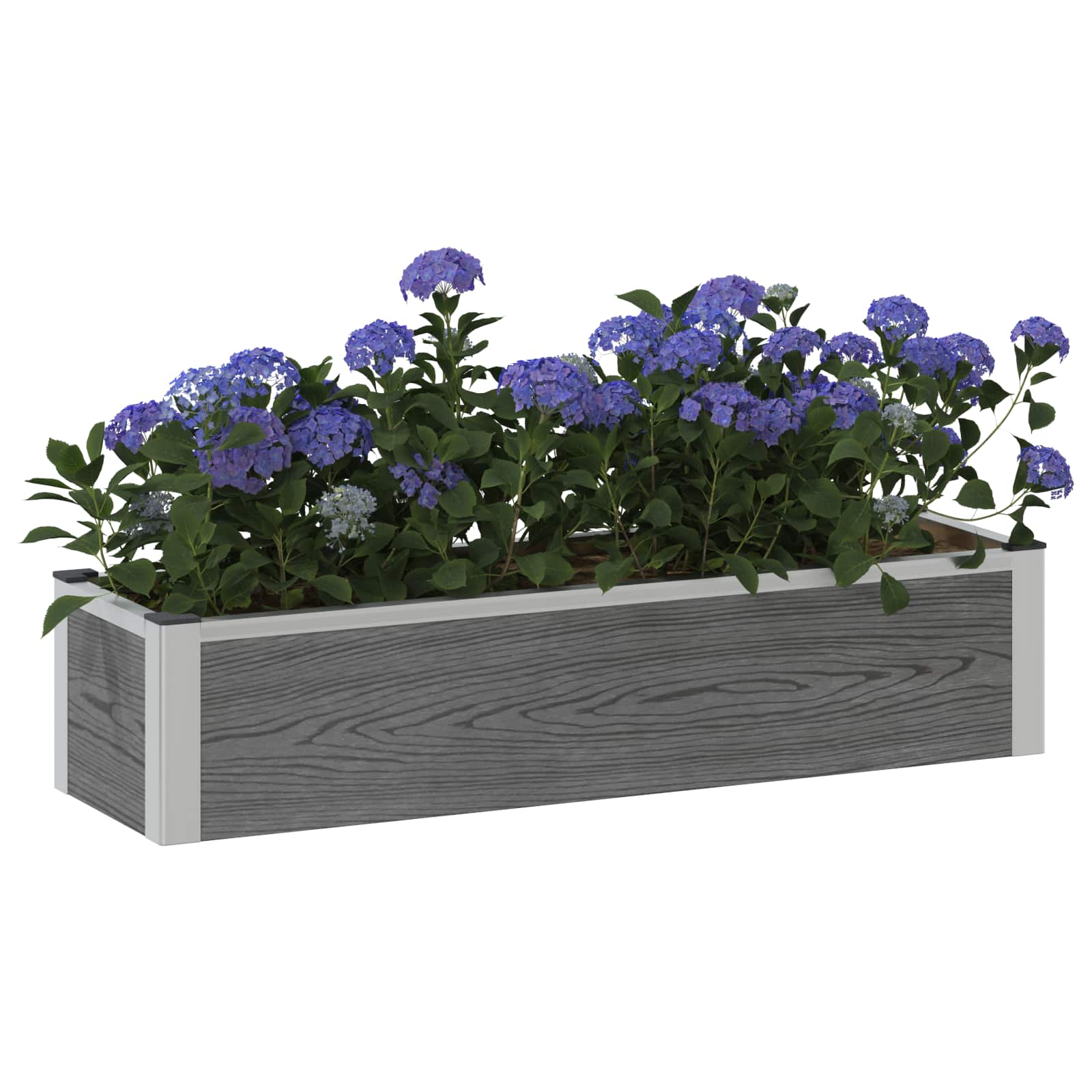 Hochbeet Grau 50 x 30 x 22 cm WPC und Aluminium