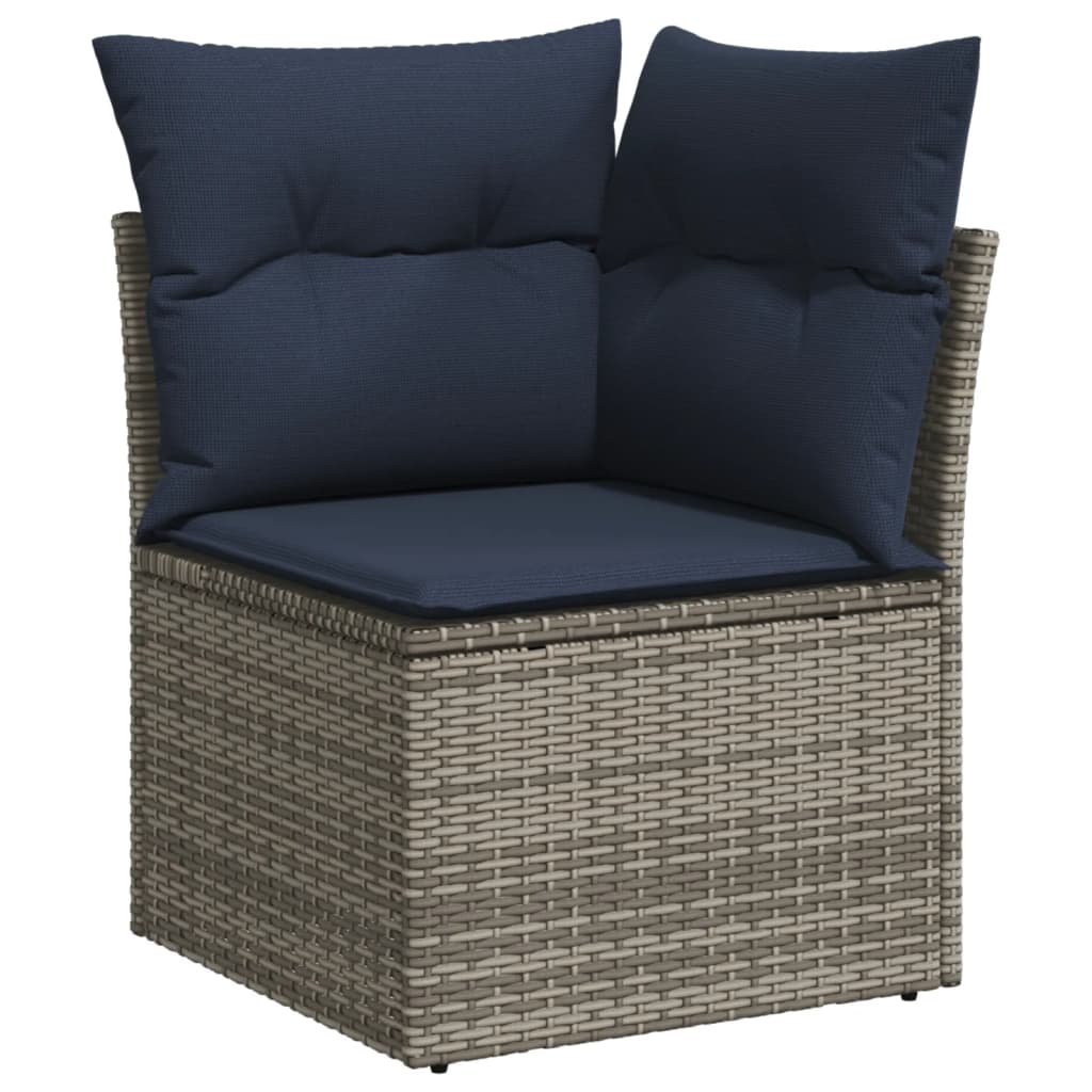 5-teiliges Gartensofa-Set mit Kissen, schwarzes Polyrattan