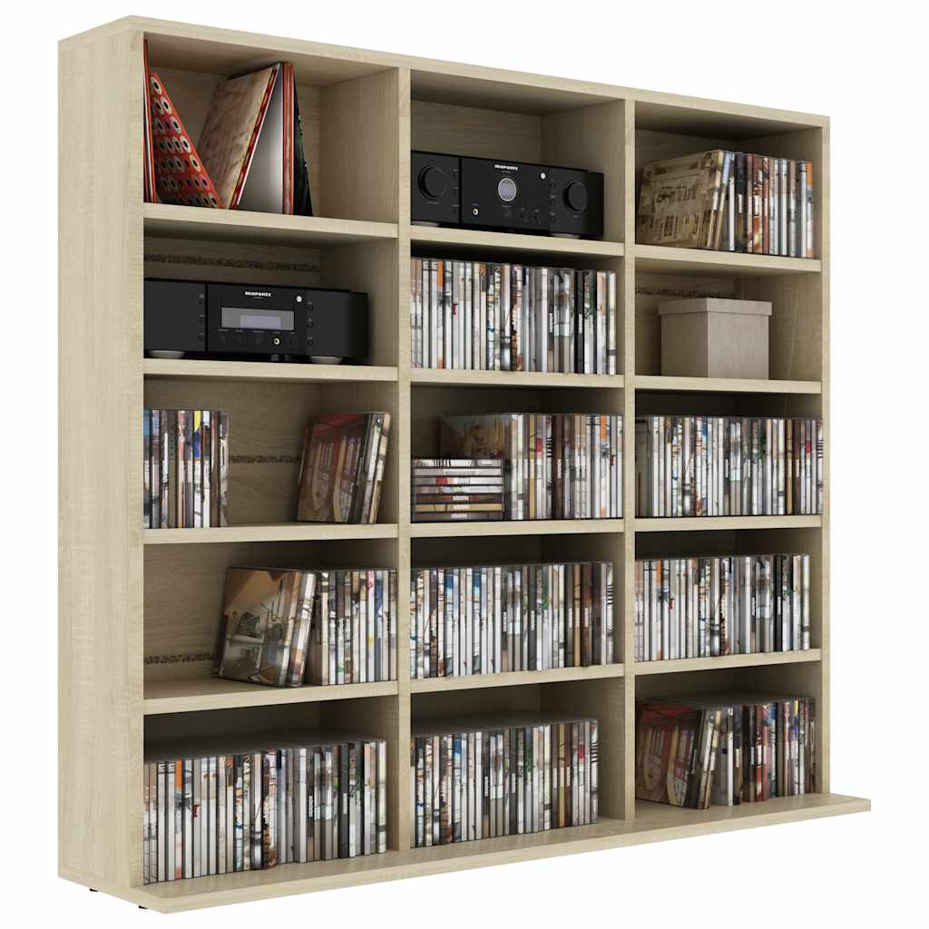 CD Regal Schwarz Eichen-Optik 101 x 23 x 177,5 cm Holzwerkstoff
