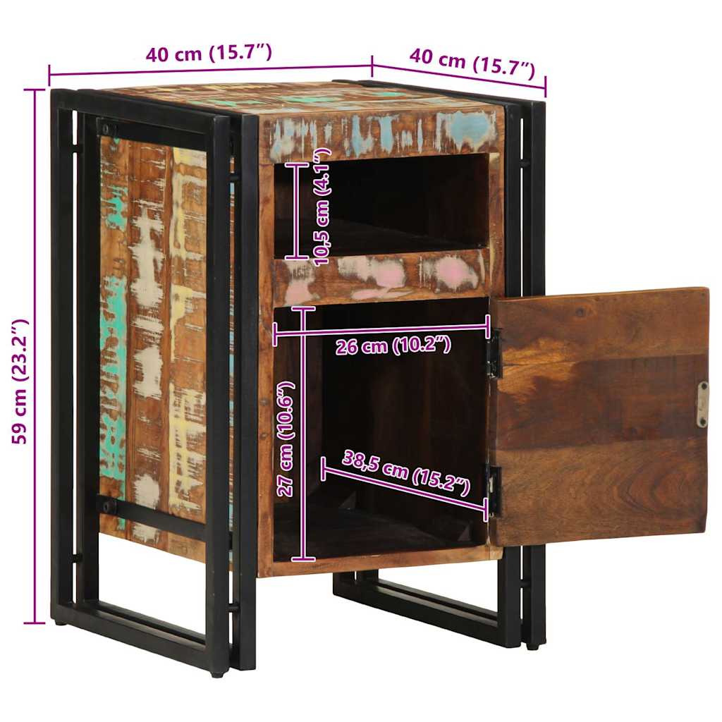 Nachttisch 40x40x59 cm Altholz Massivholz