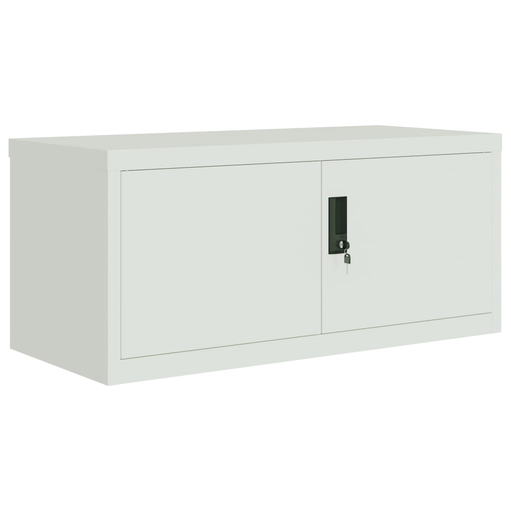 Aktenschrank mit 2 Türen Grau 90 cm Stahl