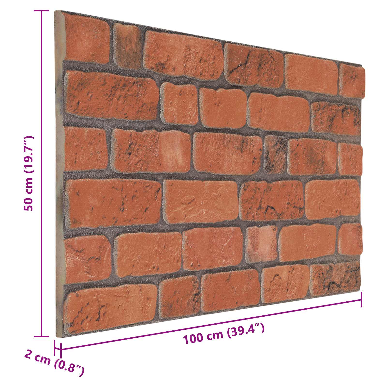 Wandpaneele 10 pcs Ziegel 100 x 50 cm EPS-Schaum