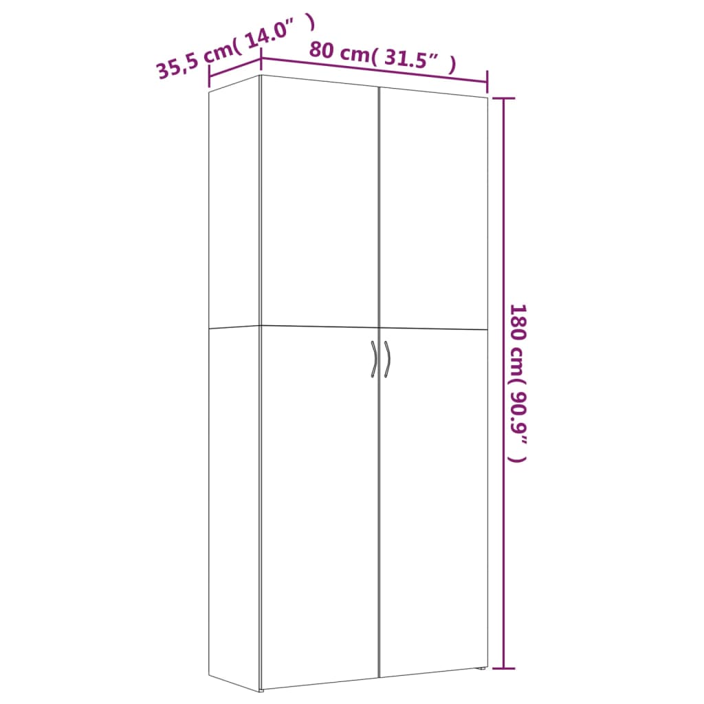 Schuhschrank Weiß 80x35,5x180 cm Holzwerkstoff