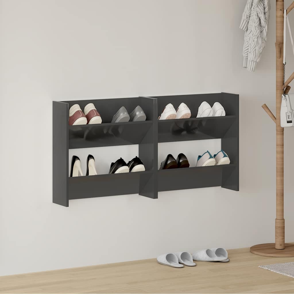 Wand-Schuhschränke 4 Stk. Weiß 60x18x60 cm Holzwerkstoff