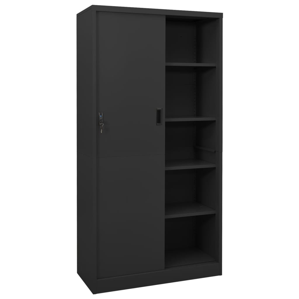 Büroschrank mit Schiebetür Weiß 90x40x180 cm Stahl