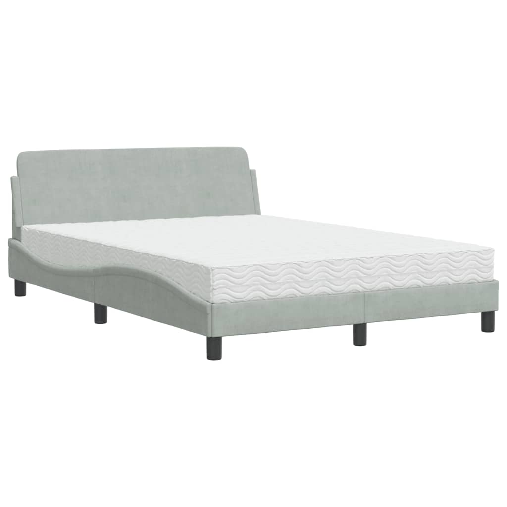 Bett mit Matratze "Dover" Hellgrau 80x200 cm Samt