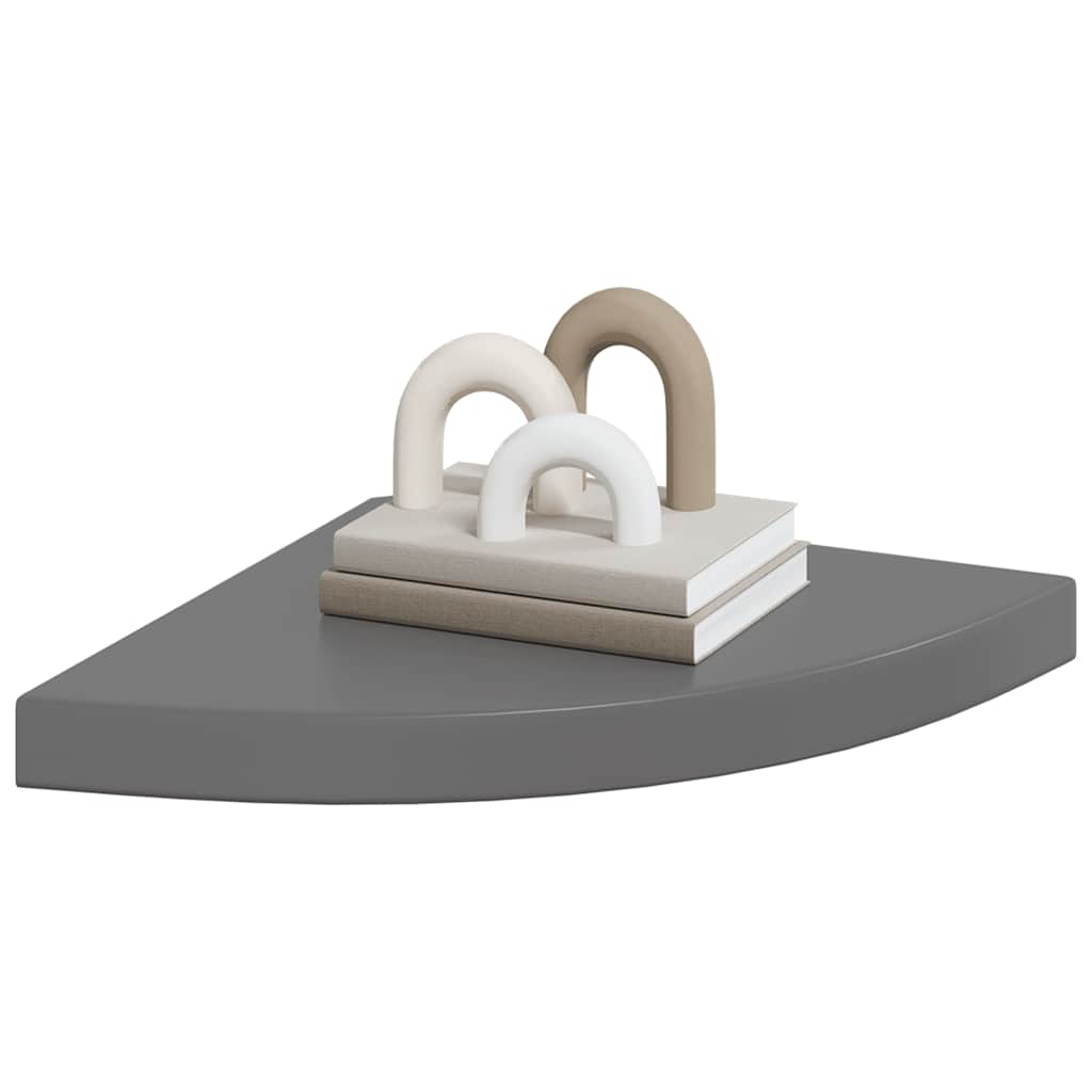 Schwebende Eckregale 2 Stk. Hochglanz-Weiß 25x25x3,8 cm MDF