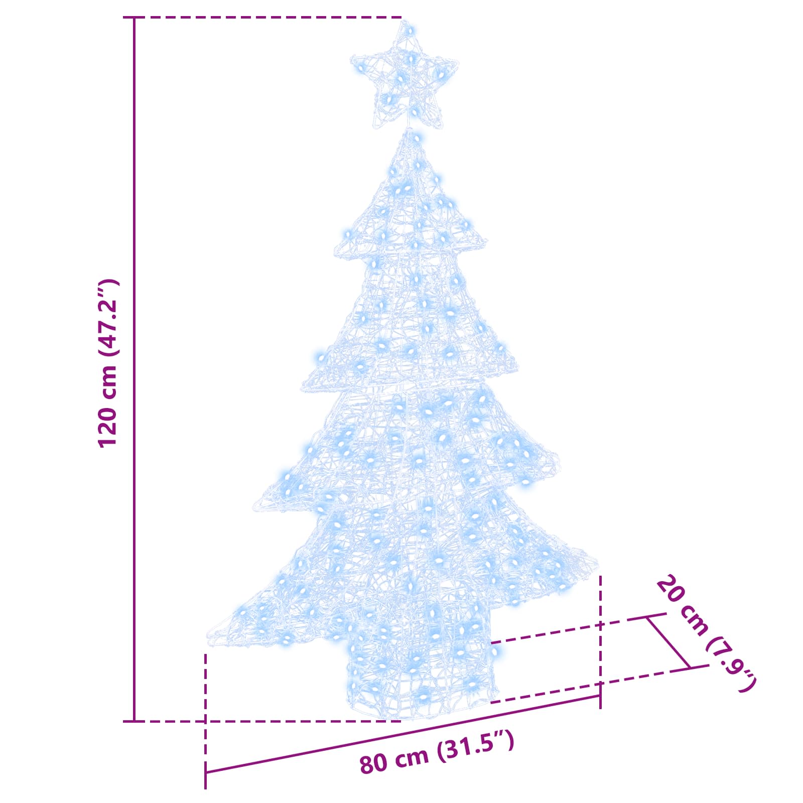 Weihnachtsbaum mit 100 LEDs Warmweiß 120 cm Acryl