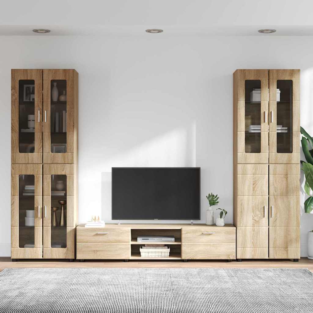Highboard mit Regal FLORIN Weiß 60 x 35 x 182 cm Holzwerkstoff