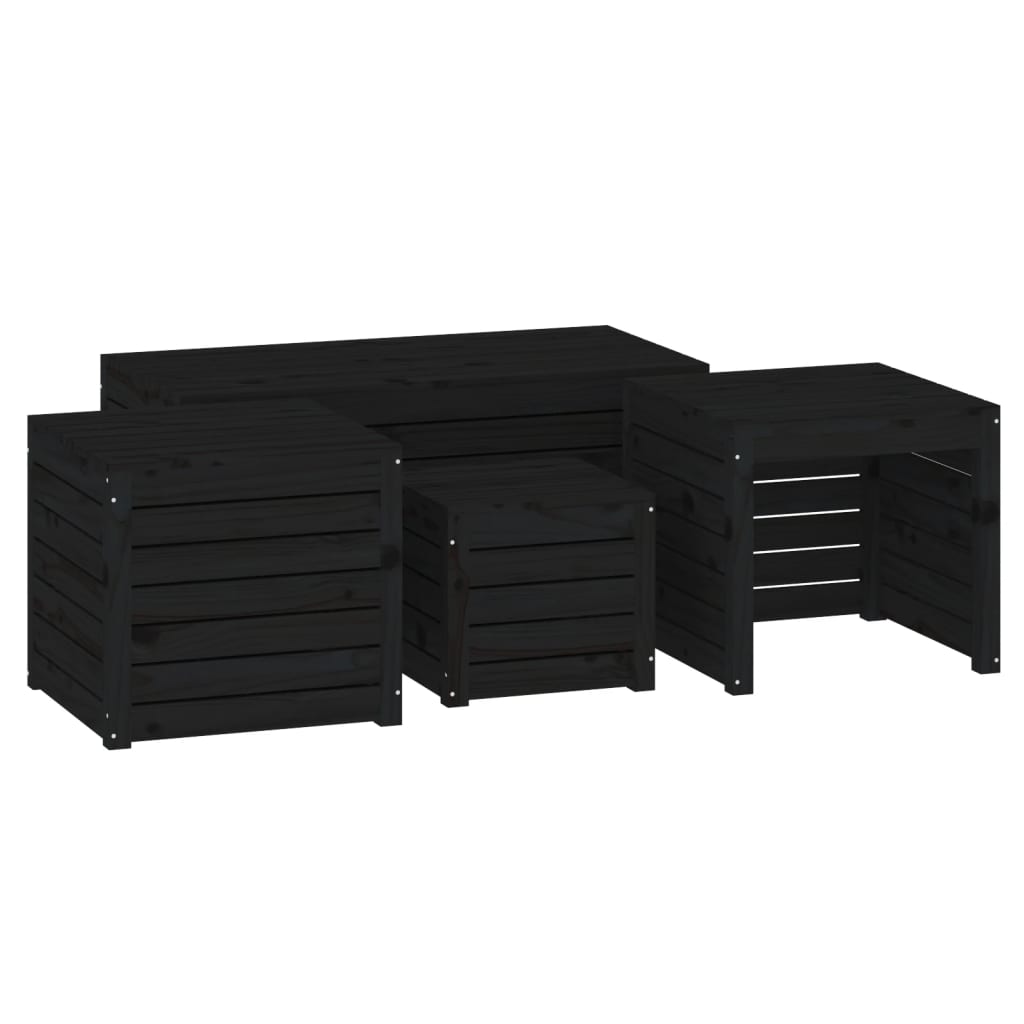 4-tlg. Gartenbox-Set Massivholz Kiefer