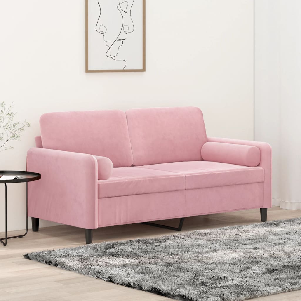 2-Sitzer-Sofa mit Zierkissen Dunkelgrün 120 cm Samt