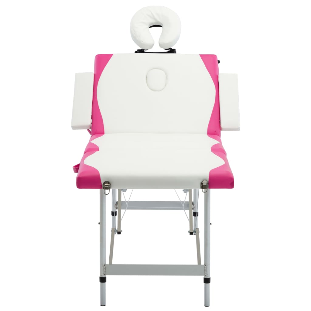 Massageliege Klappbar 4-Zonen Aluminiumgestell Schwarz und Rosa