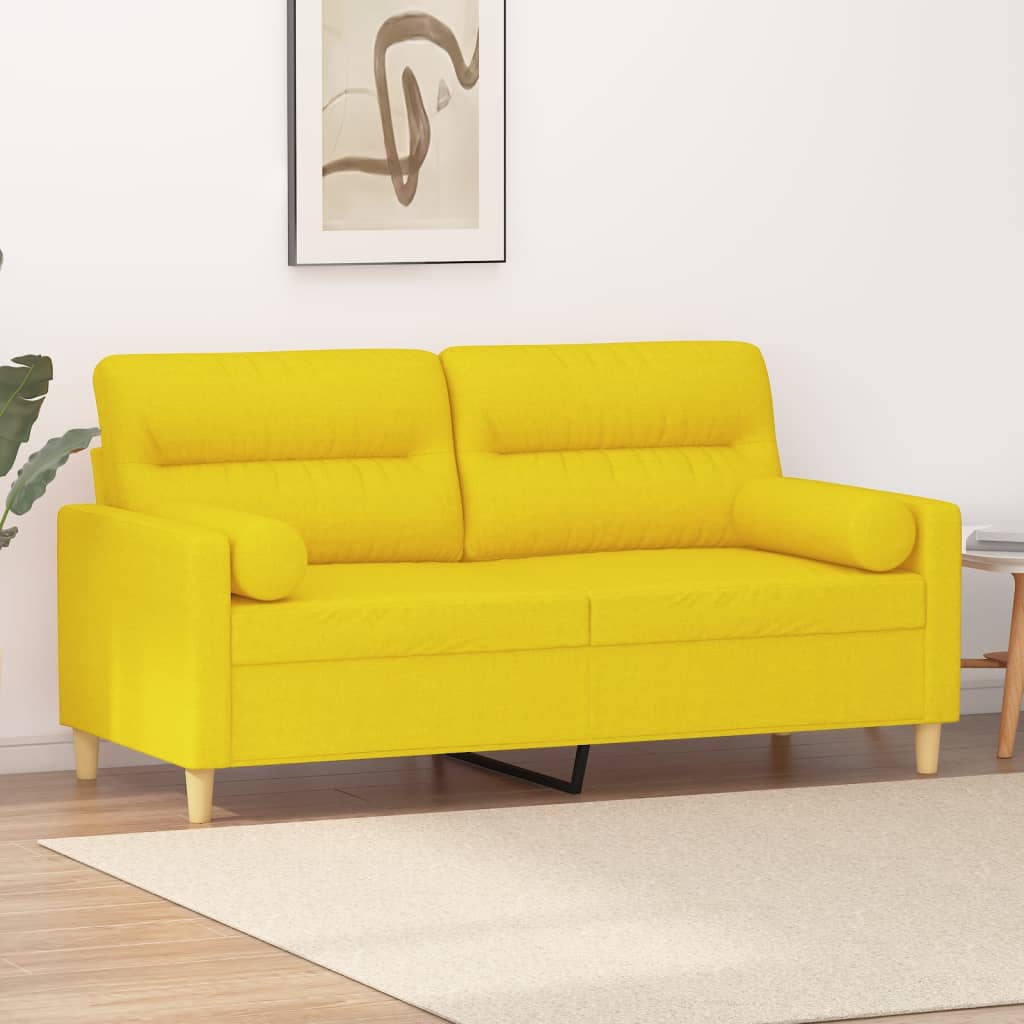 2-Sitzer-Sofa mit Zierkissen Braun 120 cm Stoff