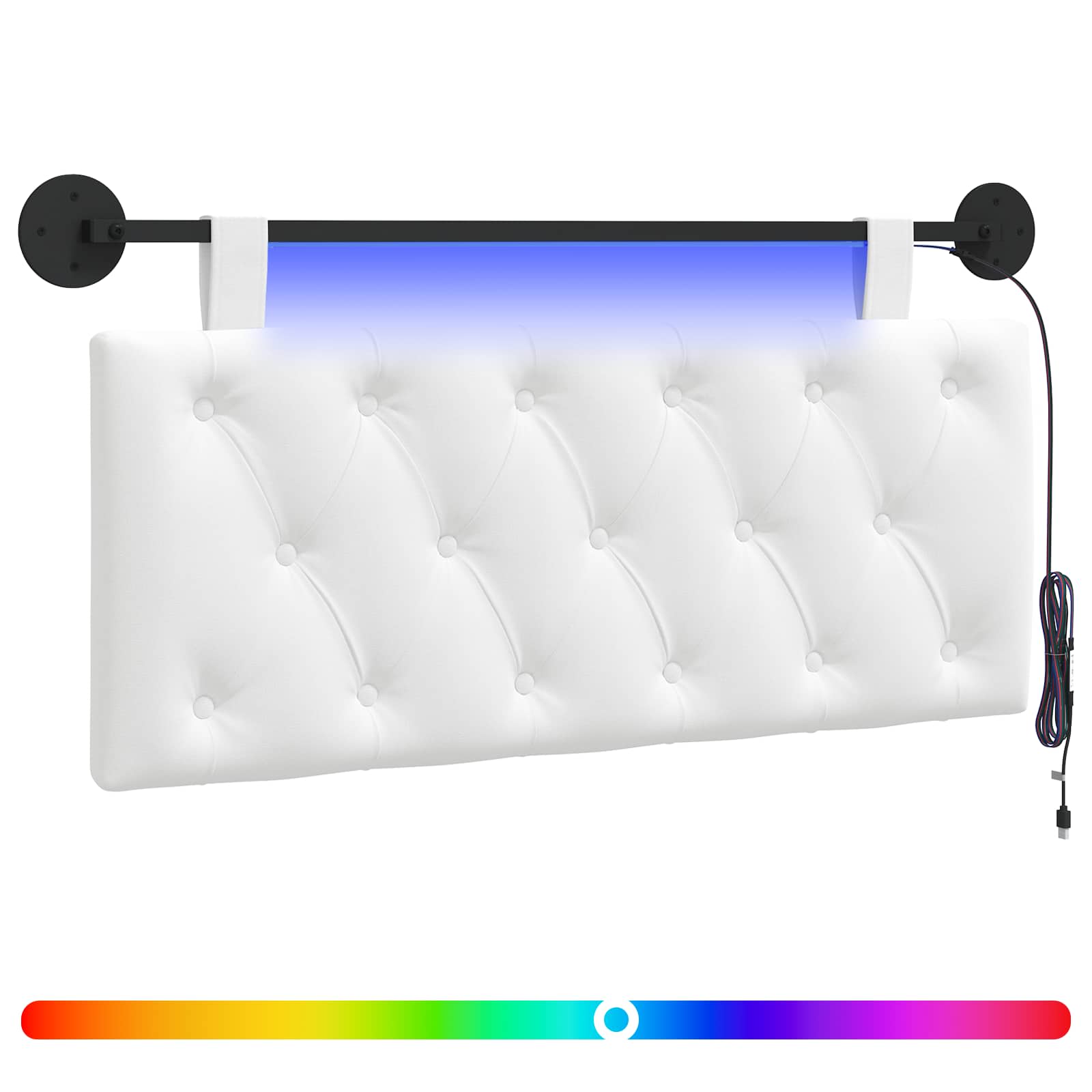 Hängendes Kopfteil Mit LED Licht Wolkengrau Stoff