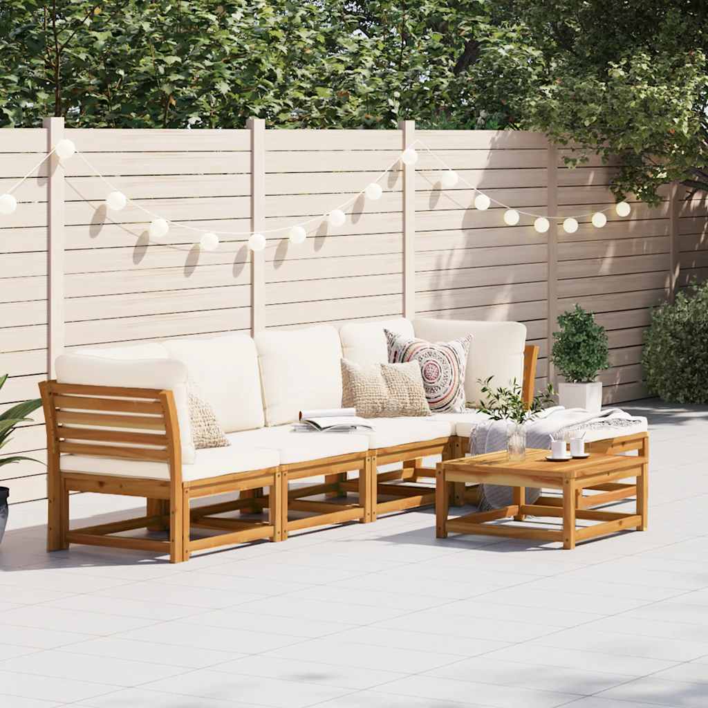 4-tlg. Garten-Lounge-Set mit Kissen Massivholz Akazie