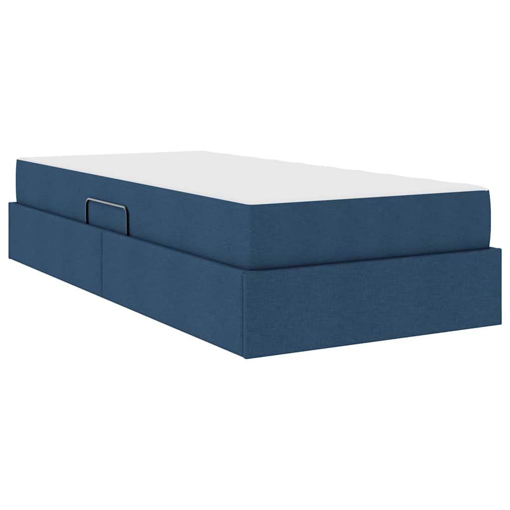 Aufbewahrungsbett mit Matratze Hellgrau 90 x 190 cm Polyester