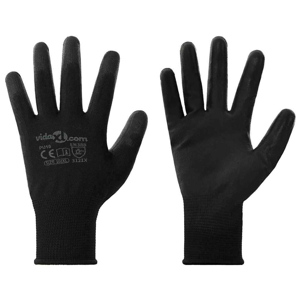 Arbeitshandschuhe 12 pcs Schwarz 7 / S Polyester