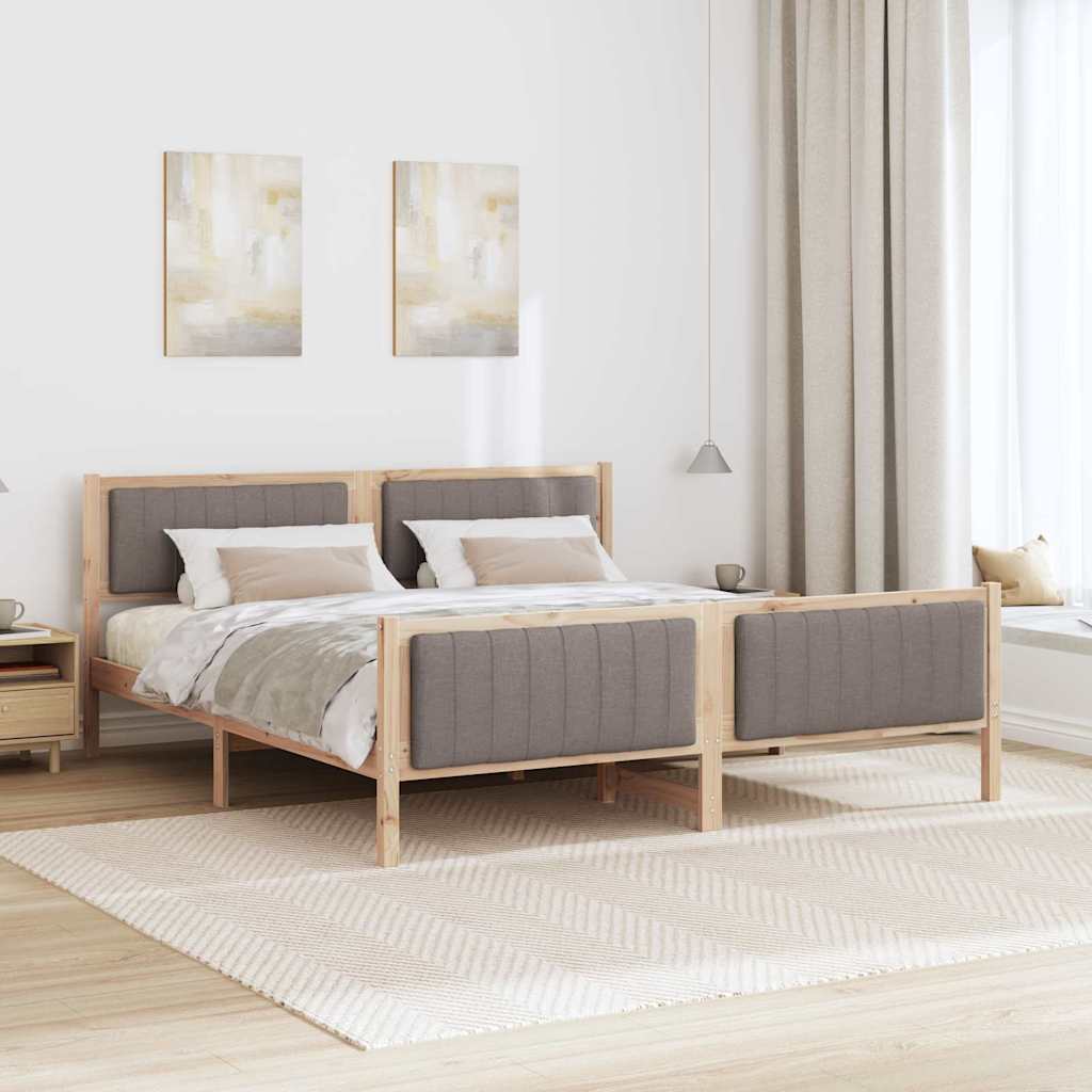 Bettgestell Braun und hellgrau 200 x 200 cm Massivholz Kiefer