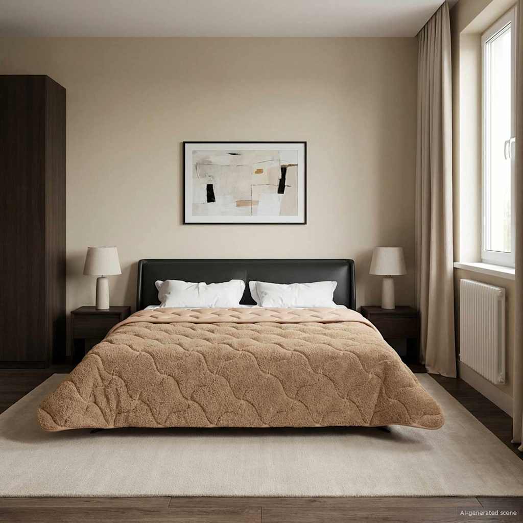 Sommerdecke Anthrazit 135 x 200 cm Mikrofaser und Teddy-Fleece