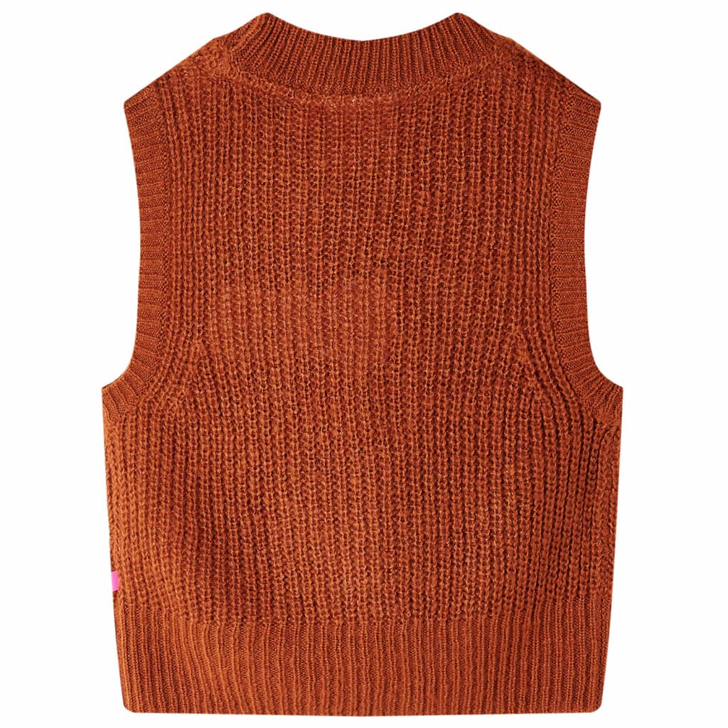 Kinder-Pulloverweste Gestrickt Cognac 128
