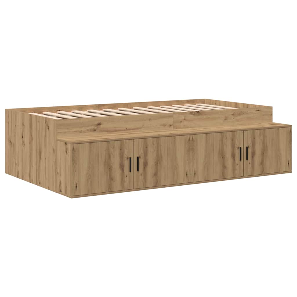 Aufbewahrungsbettgestell mit Speicher Weiß 80 cm Holzwerkstoff