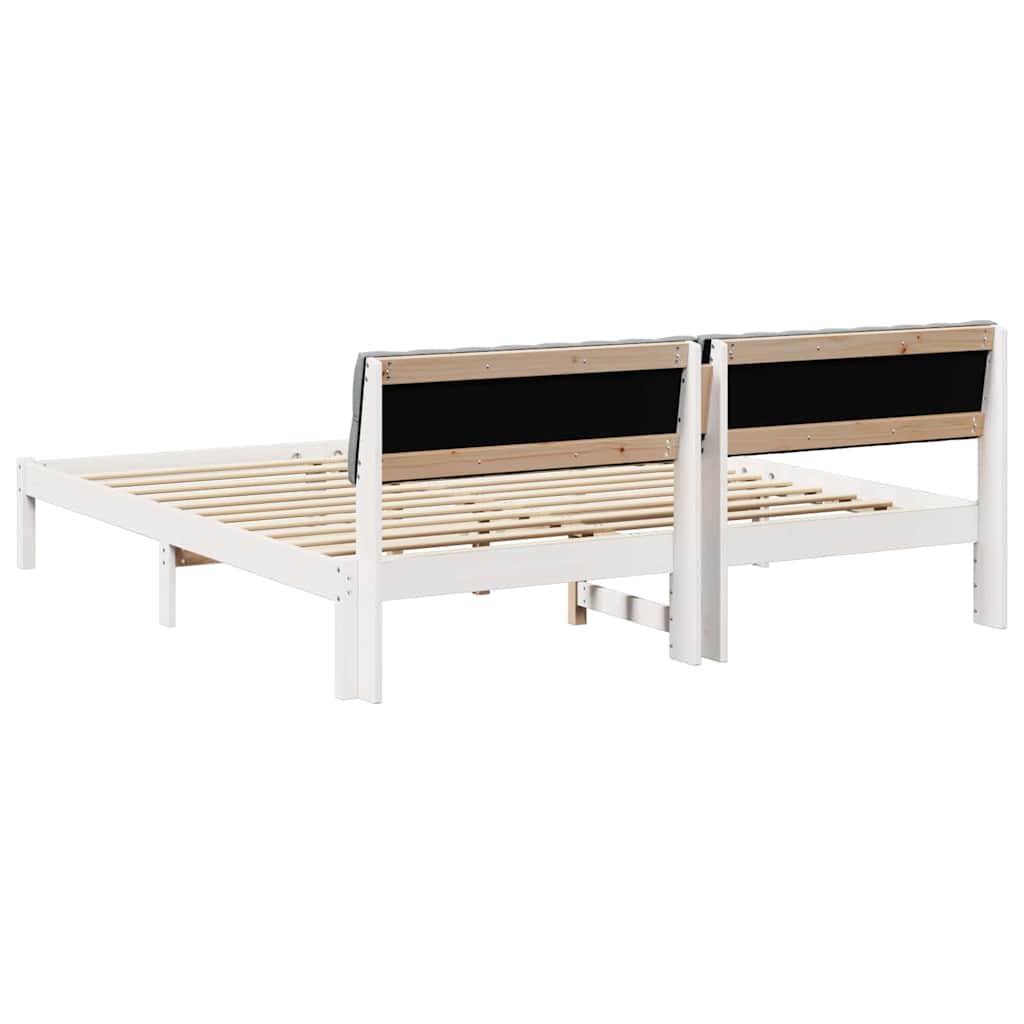 Bettgestell Braun und hellgrau 200 x 200 cm Massivholz Kiefer
