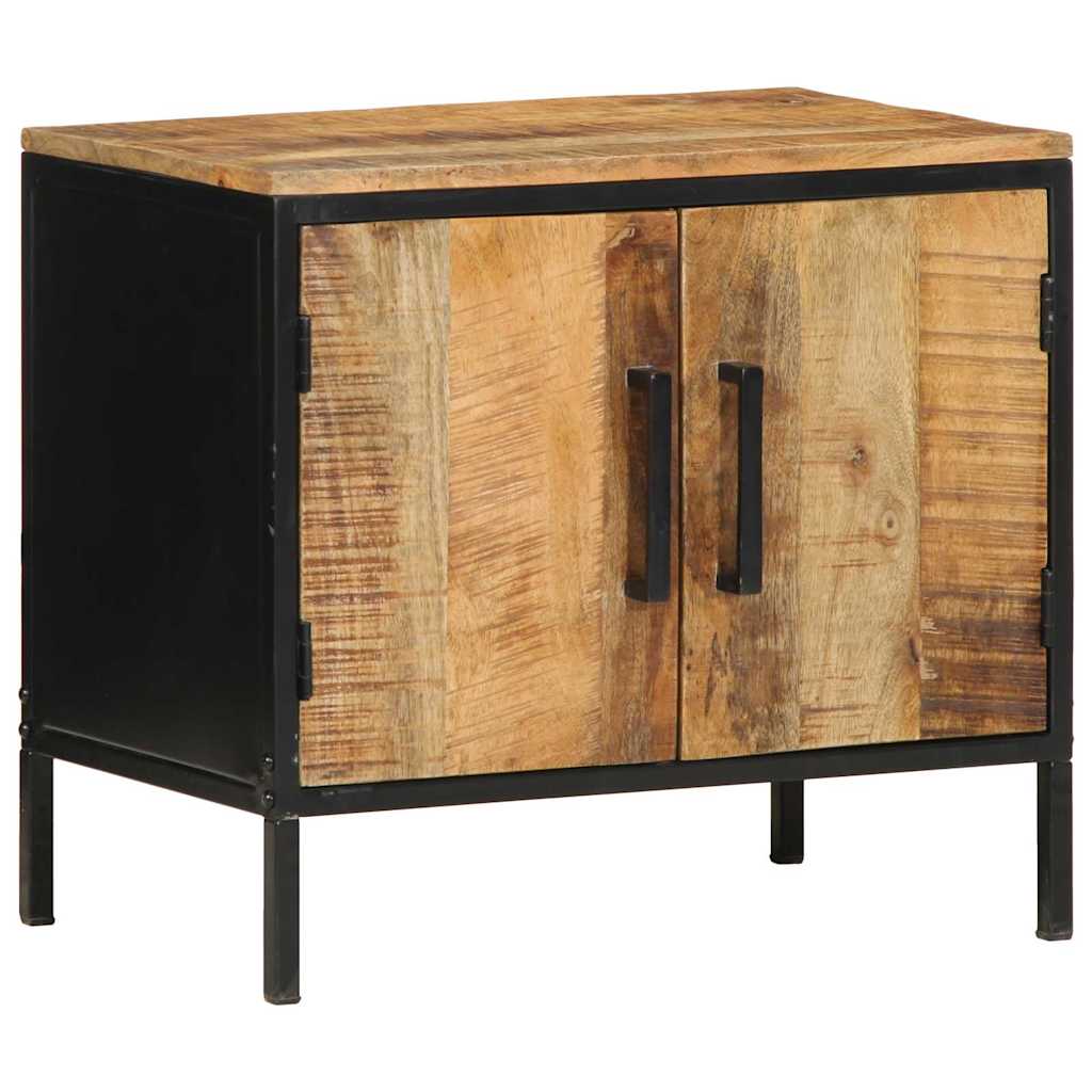 Nachttisch Braun und Schwarz 50 x 30 x 45 cm Massivholz Mango